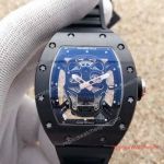 Copy Richard Mille Skull Watch 052 Skull Special Edition Black PVD Case Rubber Strap 